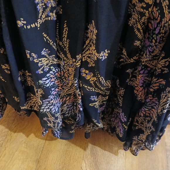 FREE PEOPLE black floral semi-sheer long sleeve mini dress - Picture 7 of 9